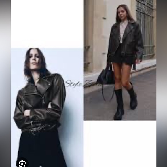 Zara distressed leather biker jacket - Picture 2 of 8